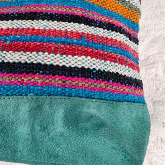 Sumac Qhantaty Green Serape Tapestry Faux Suede Boho Southwestern Tote - Picture 5 of 15